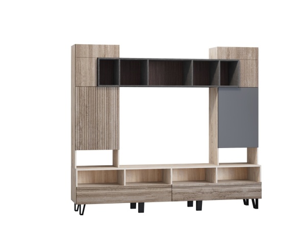 Центральная Секция Гостиной Ноктюрн-28 (Ширина 2240 х Глубина 420 мм х Высота 1960 мм/ Ниша под ТВ 1200 х 945 мм)